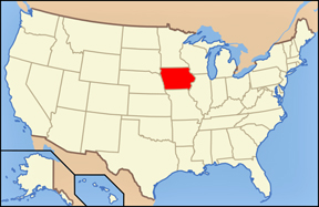 USA mao showing location of Iowa